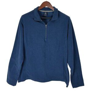 Lands End Mens Polartec Quarter-Zip Fleece Pullover L 42-44 Blue 100% Polyester